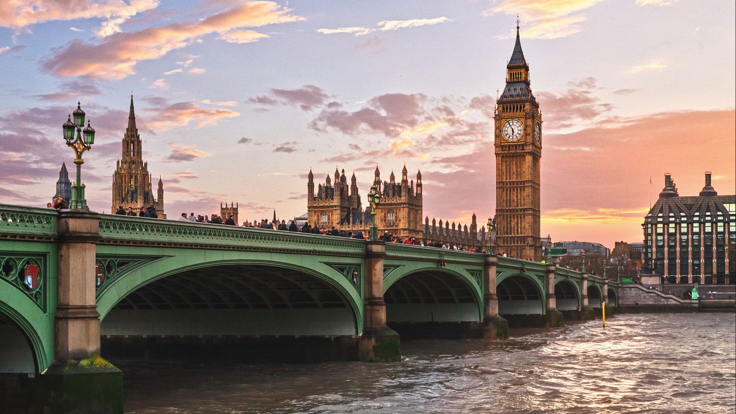 The London skyline along the River Thames